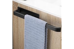 ‎OETAMS OETAMS Handtuchhalter Ohne Bohren Schwarz Matt 304 Edelstahl Handtuchstange Selbstklebend Handtuchhalter Bad Hantuchhalterung Wand Badetuchhalter Stabile Einarmig Edel, 38CM