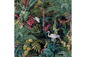 Holden Decor Outside in Jungle Paradise Black Wallpaper 13181 - Cranes Tropical
