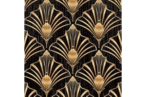 LZH-LP Papier Peint Autocollant à Motif Baroque élégant et Linéaire Doré, 44x300CM Amovible Décoratif pour Meubles et Armoires Murales