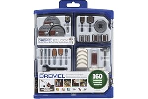 Dremel Kit d'accessoires pour outils rotatifs - 710-08 - 160 accessoires - Technologie EZ Lock - Tige 1/8" - Embouts de coupe, roue de polissage et composé, disque de ponçage et tambour, sculpture, affûtage et gravure
