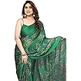 MIRCHI FASHION Women's Stylish Chiffon Leaf Printed Saree with Blouse Piece