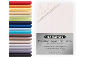 ‎HOMETEX PREMIUM TEXTILES Premium Boxspringbett Spannbettlaken 180-200 x 200-220 cm, Spannbetttuch Bettlaken für Boxspringbett und Wasserbett, Oeko-TEX Made IN Green, Matratzen bis 35cm, Natur
