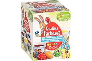 Heitmann Eierfarben - Patrón de tinción - 5 colores líquidos de huevo en amarillo, rosa, verde, morado y azul + plantillas