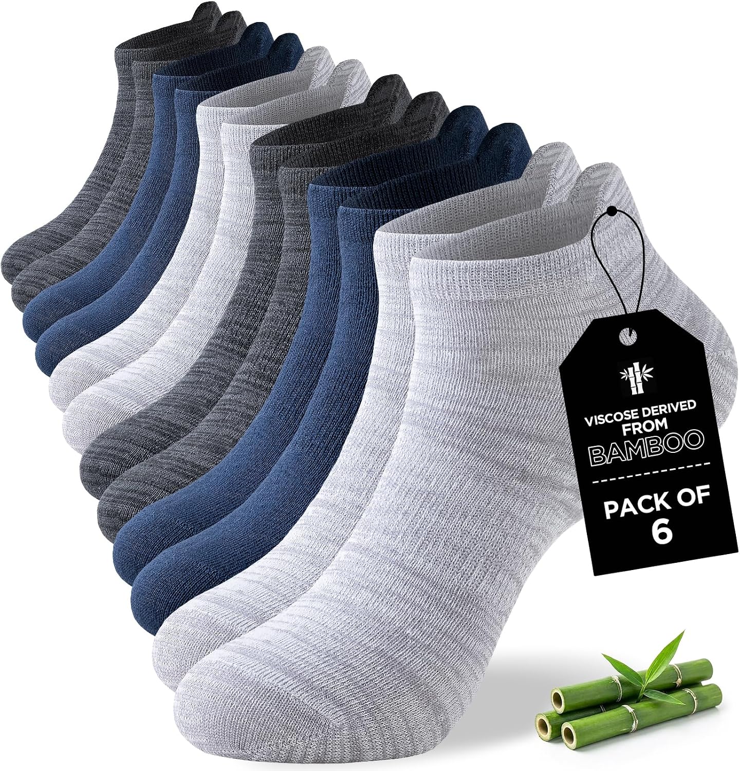 Niorasen Bamboo Trainer Socks for Men and Women 6 Pairs Ankle Sports Summer Socks Anti Blister Running Athletic Breathable Socks Low Cut Walking Short Socks