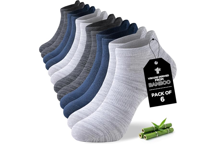 Niorasen Bamboo Trainer Socks for Men and Women 6 Pairs Ankle Sports Summer Socks Anti Blister Running Athletic Breathable Socks Low Cut Walking Short Socks