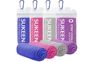Sukeen [4 Pack Cooling Towel (40"x12"),Ice Towel,Soft Breathable Chilly Towel,Microfiber Towel for Yoga,Sport,Running,Gym,Workout,Camping,Fitness,Workout & More Activities