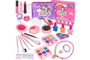 Chennyfun Trucchi Bambina Set, 25 Pezzi Cosmetici Lavabili Set, Trucco Ragazza Giochi Regalo per Bambini Principessa, Kids Makeup Blush Set