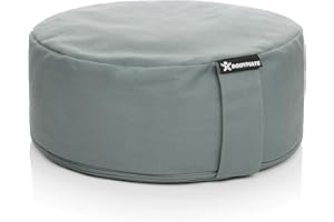 BODYMATE Cojín de Yoga Redondo | 31 cm Diámetro 13 cm Alto | Relleno de Cáscaras de Trigo Sarraceno | Funda Extragruesa y Lavable en Lavadora de Algodón 100% | Meditación y Asiento