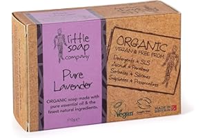 Little Soap Company Organic Soap Bar - Vegan, Cruelty Free, No SLS or Parabens, with English Lavender, Natural, & Eco Friendly, Body, Face & Hand Bar of Soap (110g)