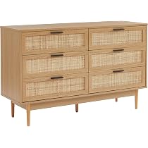 Commode 4 Tiroirs Haida Effet Chêne Et Rotin - 80 Cm De Large, Design Scandinave, Rangement Pratique - 3