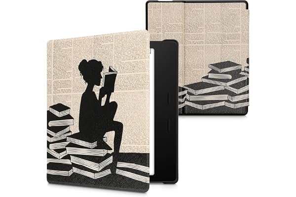 kwmobile Étui Compatible avec Amazon Kindle Oasis 10. Generation Coque - Étui à Rabat magnétique Tablette eReader Similicuir - Noir-Beige