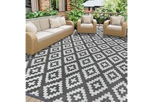 Homcomodar Tappeto da Esterno 245x305cm Tappeto Impermeabile Tappeto Esterno Plastica Resistente ai Raggi UV Tappeto per Giardino Patio Spiaggia Picnic Campeggio Cortile