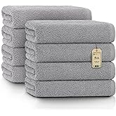 Green Mark Towels - 8 Piece Set - 100% Cotton, Soft and Highly Absorbent, Bathroom, SPA and Gym, 50 x 100 cm, Silver Grey