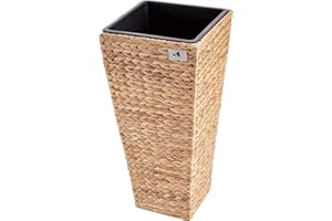 RUNADI Pot à Fleur Gartenfreude en Jacinthe d'eau tressée avec Insert en Plastique étanche, Coleurs Naturelles, 28 x 28 x 60 cm