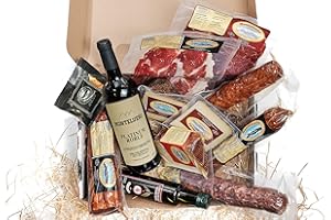 MONTE LUEÑO MONTELUEÑO | Cesta Gourmet Ibérica Premium - Surtido de embutidos ibéricos naturales con Salchichón, Chorizo, Jamón, Cecina, Lomo, Quesos, Vino, Aceite OVE, Picos. Para picoteo, regalo, cesta navidad