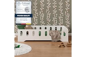 smartwood Letto bambini 80 x 160 TILA 2P - letto montessori bambini con ringhiera - Varie opzioni di ingresso - lettino bambino singolo 160x80 - Bianco