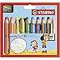Buntstift, Wasserfarbe & Wachsmalkreide - STABILO woody 3 in 1 - 10er Pack mit Spitzer - mit 10 verschiedenen Farben