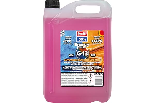 Krafft Anticongelante G13 con Tecnología Híbrida Si-OAT – Protección Integral para Motores del Grupo VAG – Larga Duración y Máximo Rendimiento – Biodegradable – 5L