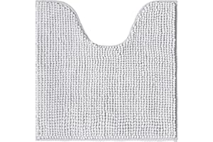 ‎DECOMIRA Decomira Badematte rutschfest WC Vorleger mit Ausschnitt | Als Badteppich Set kombinierbar | Badezimmer-Teppich Bad-Vorleger waschbar aus Chenille | Für freistehende Toiletten | Grau - 45x45 cm