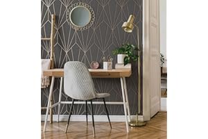 GAULAN - 681298 Papier peint vinyle lessivable géométrique gris en relief avec lignes métallisés pour mur salon cuisine salle de bain chambre entrée - Rouleaux de 10 m x 0,53 m