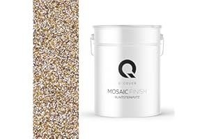 Q-COVER Intonaco mosaico 12,5 Kg Marrone senape M62 | per interni ed esterni | pronto all’uso per facciate e zoccolature | resistente e decorativo