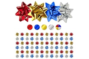 Üka • 120 Coccarde per Pacchi Regalo. Misura Standard 4,5 cm. Combinazione di Colori Metallizzati. Fiocchi Adesivi per Pacchi Regalo. Coccarde da Regalo per Natale, Compleanni & Eventi.