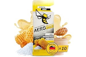 AEROBEE Gel energetico classico - Miele & Sale 10x26g [100% energetico naturale al miele] delizioso gel sportivo adatto per sport di resistenza, corsa con gel di carboidrati