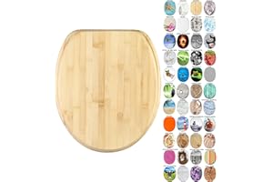 Sanilo Abattant WC, Grande sélection de lunettes de toilette, Finition de haute qualité, Charnières robustes, Fixation facile (Bambou)