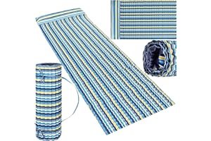 SPRINGOS Matelas isolant en mousse avec coussin intégré, pour la plage, le camping, le jardin, 60 x 180 cm, motif à rayures sur les deux faces