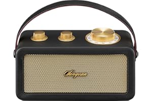 Sangean RA-101 Black Gold. Retro wzór drewna i skóry syntetycznej. Bluetooth 5.0. Autonomia 19 Godziny z pełnym obciążeniem. AUX-in dla zewnętrznych źródeł audio.