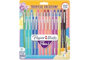 PAPER MATE Flair penna, punta media da 1,1 mm, colori Tropical, confezione da 24