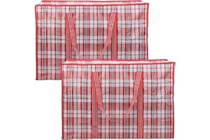 EDATOFLY Confezione da 2 Borse Plastica con Cerniera, Borse per Vestiti Grandi Buste Trasloco Sacchi Trasloco per Trasporto E Protezione Abiti (Rosso, 90cm*60cm*25cm)