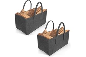 2er Set Ora-Tec Filztasche für Kaminholz - Robuster Kaminholzkorb und praktischer Einkaufskorb - Vielseitig einsetzbar - XXL Größe - Anthrazit