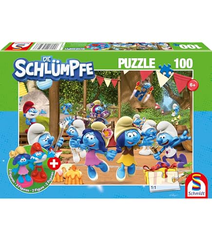 Ravensburger - Puzzle i Puffi, Idea Regalo per Bambini 5+ Anni, Gioco Educativo e Stimolante, 3 Puzzle da 49 Pezzi, 21x21 cm