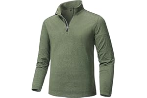 Tansozer Men's 1/4 Zip Long Sleeve T-Shirts Micro-Fleece Golf Tops Quick Dry Running Gym Activewear