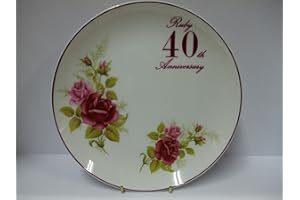 ANNIVERSARY COLLECTION 40th Ruby Anniversary English Flowers China 8" - 20cm Plate