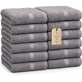 HomeBurg Luxe Set of 12 Hand Towels (Gants de Toilette) &ndash; 100% Cotton, Soft &amp; Absorbent, Easy Care, Premium for Face, 30 &times; 30