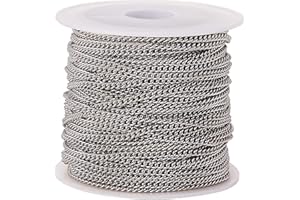 Airssory 10m(32.8 Feet) Curb Link Chains Twisted Chains Twist Chain Unwelded with Spool Oval Bulk for Jewellery Making and Craftings - 2.5x2mm