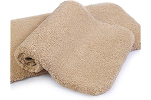 VANZAVANZU Badematte rutschfest 2er Pack Badteppich Verdickt Badezimmerteppich Weich Badeteppich Flauschige Mikrofaser Badvorleger, Supersaugfähig, Maschinenwaschbar - 40 x 60cm (Beige)