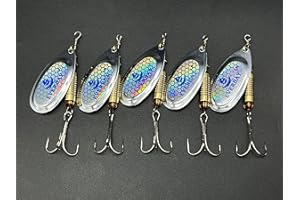 EVERBAY Fishing Spinners, Hard Fishing Lures, Long Cast Tackle, Sea Fishing, Metal Spinnerbait Freshwater and Saltwater for Spinning for Trout, Salmon, Perch, Pike, Sea Trout, Bass, Pollock,set/5pcs