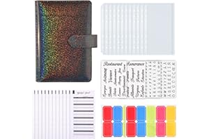 Classeur Budget Francais, COKOAiAi Classeur Budget Enveloppe Set, Classeur A6 en Cuir 12 PVC Enveloppe Budget, 12 Feuilles Budget, 20 Autocollants Colorés et 24 Autocollants de Mots Français