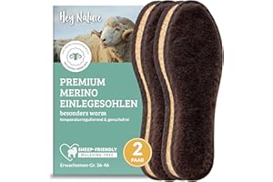 ‎HEY NATURE Hey Nature: Merinowolle Einlegesohle warm, natürliche Wärmesohle. Winter überstehen mit Wolle statt beheizbaren Einlegesohlen.