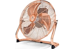 TRESKO AERSON Ventilateur de Sol 60 cm | Ventilateur sur Pied 200W | avec 3 niveaux de puissance | Débit d'air élevé | Construction robuste en métal | Inclinable à 110 degrés