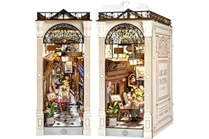ROBOTIME Book Nook Booknook avec Lampe et Plaque Anti-poussière, Maison de Poupée en Bois, DIY Miniature House Diorama Décoration Cadeau de Vacances (Arcade Dating)