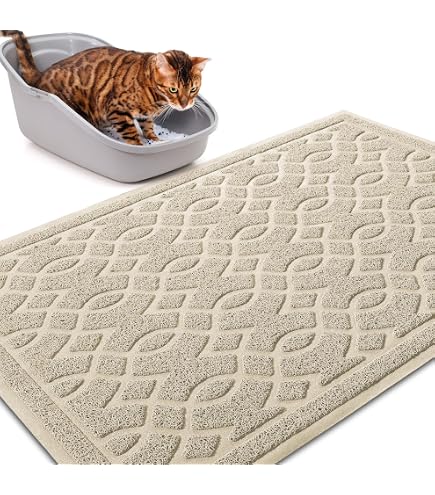 HCY&WLD Katzenstreu-Matte – Doppelschichtige Wabenmatte Wasserdicht & Rutschfest, 76,2 X 55,9 Cm In Hellgrau