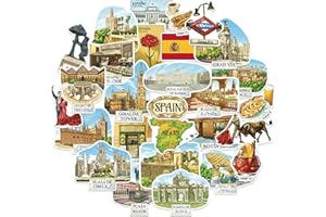 Navy Peony Pegatinas de Viaje del Centro-Sur de España (28 uds) — Madrid, Sevilla para Scrapbooks