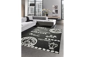 CARPETIA Dywan sizalowy optyka dywan kuchenny dywan kawiarnia czarny i biały rozmiar 60 x 110 cm