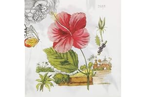 ZELTEN Kolorowe serwetki papierowe, 20 sztuk, serwetki w stylu shabby-Chic na wesele, kolację, herbatę, serwetki koktajlowe (Chinese Hibiscus & Nestel, 33cm×33cm)