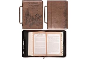 Christian Art Gifts Men's Classic Bible Cover On Wings Like Eagles Mountain Isaiah 40:31, Brown Faux Leather, Medium
