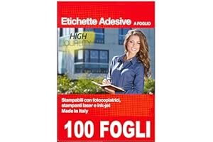 NIKOFFICE CARTA ADESIVA BIANCA A4 PER STAMPANTI INK JET FOTOCOPIATRICI LASER 100 FOGLI